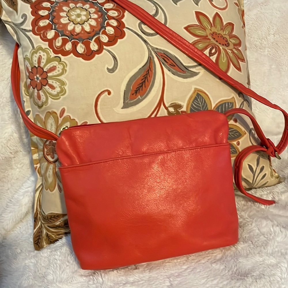 Waisted Belt Seattle WA Leather Crossbody Shoulder‎ Bag Coral red orange Color